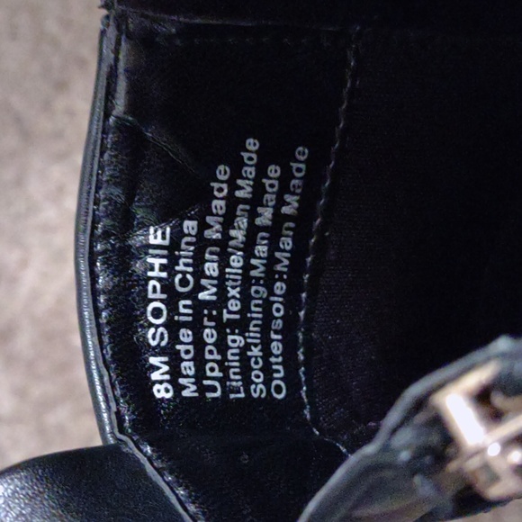 Elditas Black Leather-like ankle boots Sz 8 - Picture 5 of 6